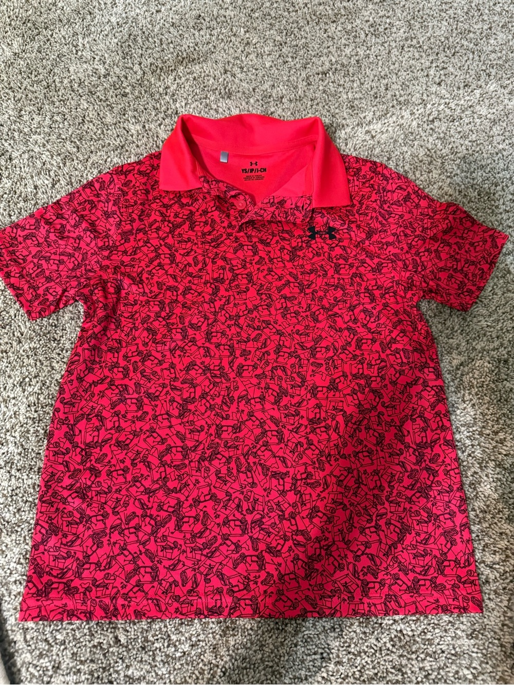 Under Armour Boys' Red golf Patterned Polo Shirt